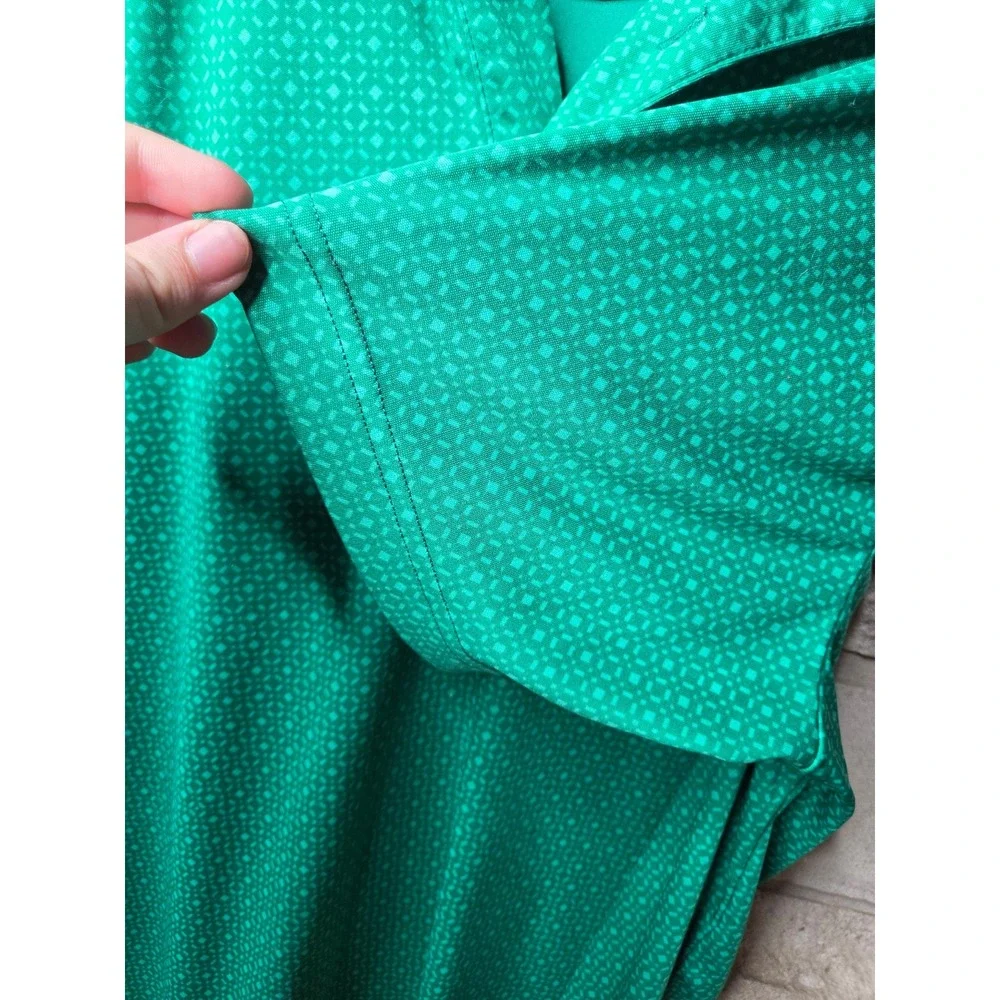 Jack‎ Nicklaus StayDri Mens XXL Green Geometric Diamond Print Golf Polo Shirt